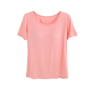 带胸垫可外穿夏女家居服 莫代尔宽松短袖T恤睡衣运动瑜伽文胸上衣