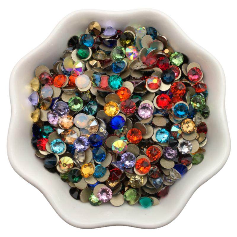 SS30平底6.5mm288颗圆形金底8大8小太阳花切面美甲钻特级钻整包