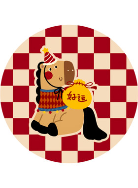 卡通小马圆形皮革防滑耐热杯垫