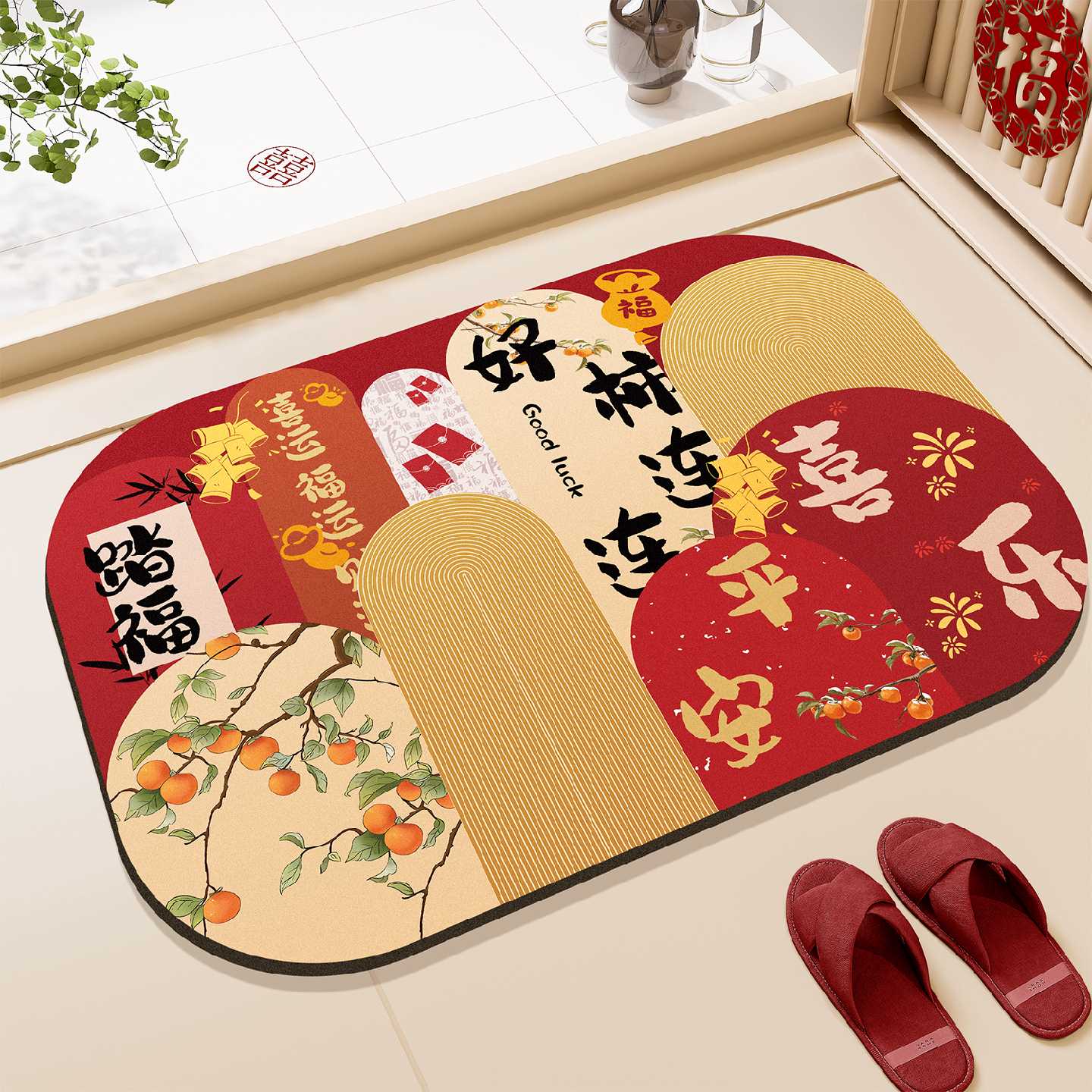 硅藻泥地垫新年浴室门口吸水垫厨房厕所地毯卫生间防滑垫子淋浴房