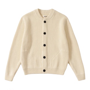 欧美小众 重磅纯棉针织纱线 秋冬男女慵懒风百搭针织开衫毛衣外套