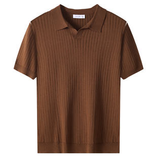 正品短袖男毛衣秋冬季翻领t恤内搭男士冬天可穿半袖男款针织上衣