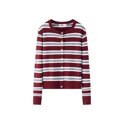 森马小个子圆领短款针织开衫女