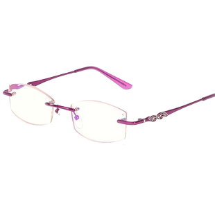 钻石无框切边老人超轻老花眼镜女中老年高清防蓝光抗疲劳老光花镜