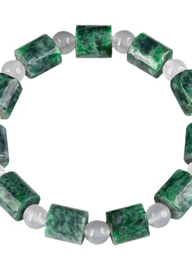 天然翡翠路路通飘绿手串