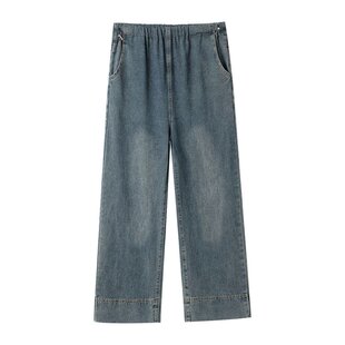 春夏孕妇裤牛仔裤韩版抽绳直筒裤宽松外穿夏阔腿裤加绒显瘦休闲女