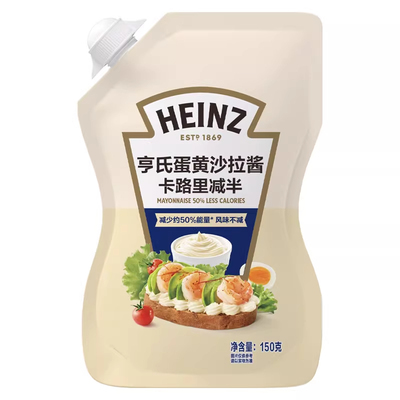 亨氏蛋黄沙拉酱150g蔬菜水果三明治轻脂卡路里减半面包酱早餐家用