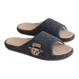 TeenieWeenie小熊亚麻拖鞋男款室内家居四季吸汗防滑棉麻布拖鞋子