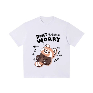 急也没用纯棉短袖t恤男女装夏季新款小熊猫休闲宽松T百搭大码上衣