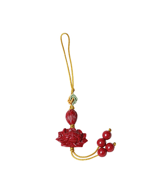 高含量朱砂天然朱砂紫金砂莲花款手机挂绳钥匙扣女款朱砂挂饰