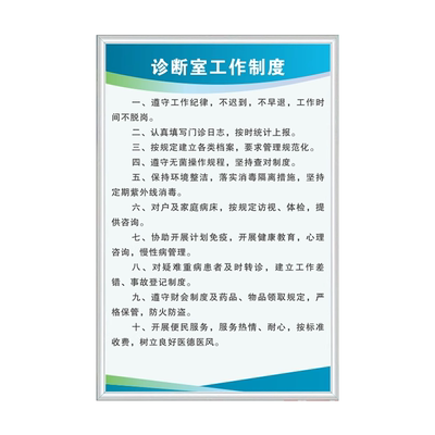 门诊室制度牌个体诊所护士医师