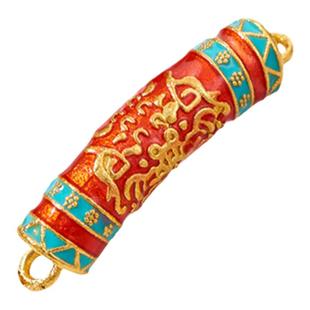 古法沙金竹节弯管双耳小弯管喜鹊波点纹隔珠diy手链项链配件配饰