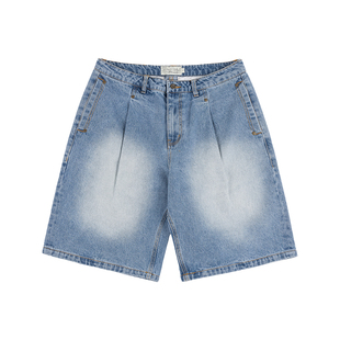 Dime MTL Pleated Denim Shorts 美式宽松直筒男女牛仔五分短裤夏