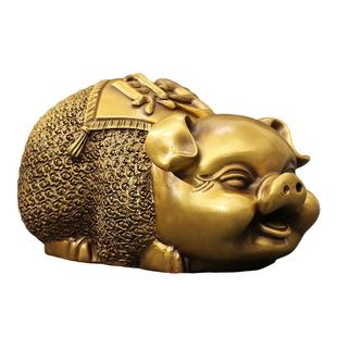 生肖铜金猪财福对猪摆件一对大号入户玄关吉祥物西北缺角猪事大吉