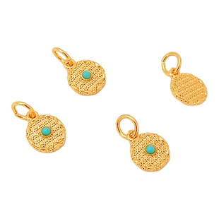 天然绿松石24K保色铜镀久不褪色隔珠吊坠diy手链项链串珠饰品配件