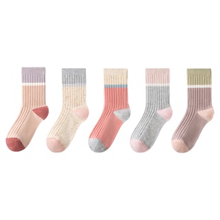 女童袜子冬季新款纯棉袜女孩学生中筒袜无骨大童袜儿童春秋运动袜