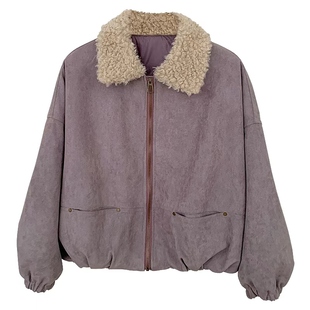 花花家韩系2025秋冬新款复古毛领厚外套女加厚冬装拉链小个子棉服