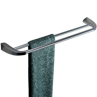 全铜卫生间毛巾架 浴室卫浴五金挂件 轻奢不锈钢304毛巾杆双杆挂