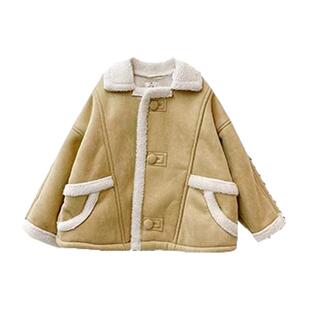 女童加厚皮毛一体外套儿童秋冬装加绒上衣2026新款女宝洋气冬季潮