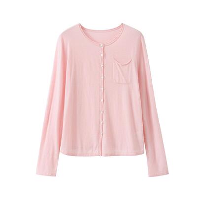 POPCHRIO卷边含桑蚕丝针织开衫