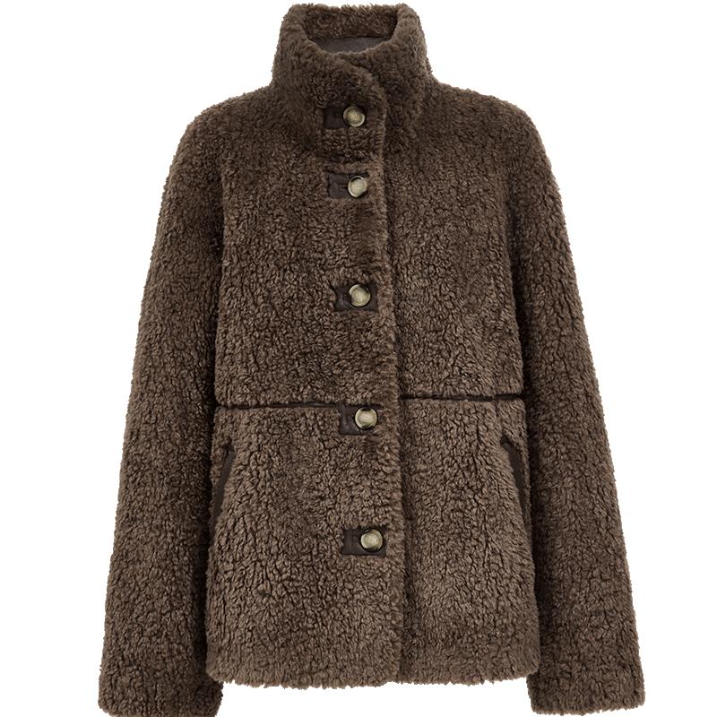 ONLY摩登羊羔毛保暖立领棉服
