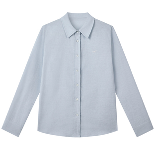 图曼朵蓝色面试衬衫女士春季2026春高级感通勤轻职场衬衣长袖上衣