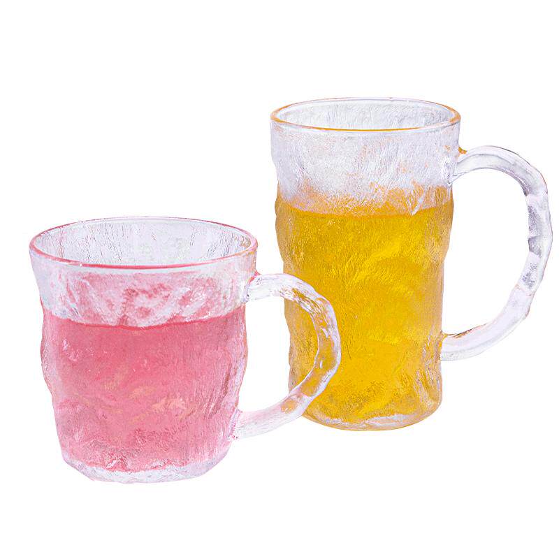 前力冰川纹玻璃杯子啤酒杯带把手