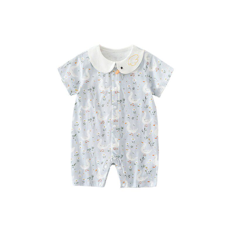 婴儿夏季薄款衣服短袖连体衣纯棉宝宝夏天透气外出夏装安阳童装