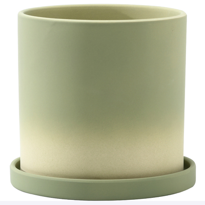 北欧渐变橄榄绿色陶瓷素烧花盆