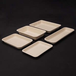 ?一次性长方形纸浆餐盒寿司烧烤冷餐盘子餐具打包纸盒纸纸盘盒