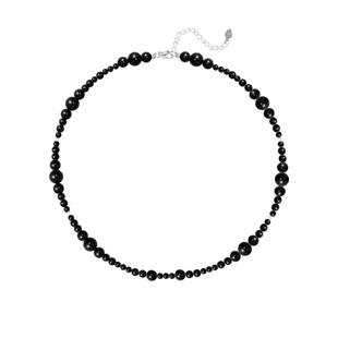 渐变设计黑玛瑙项链暗黑高级感s925纯银颈链串珠冷淡风锁骨choker