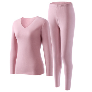 ab内衣女士保暖套装秋冬羊毛无痕V领弹力舒适秋衣秋裤R861
