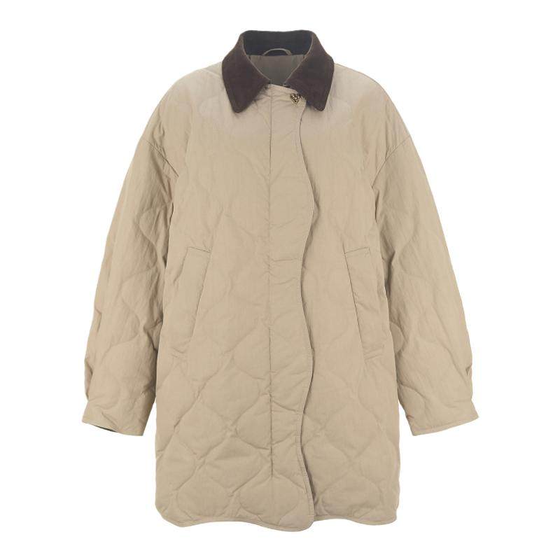 【明星同款】wana try90绒白鸭绒巴恩风羽绒服冬季卡其韩系外套女