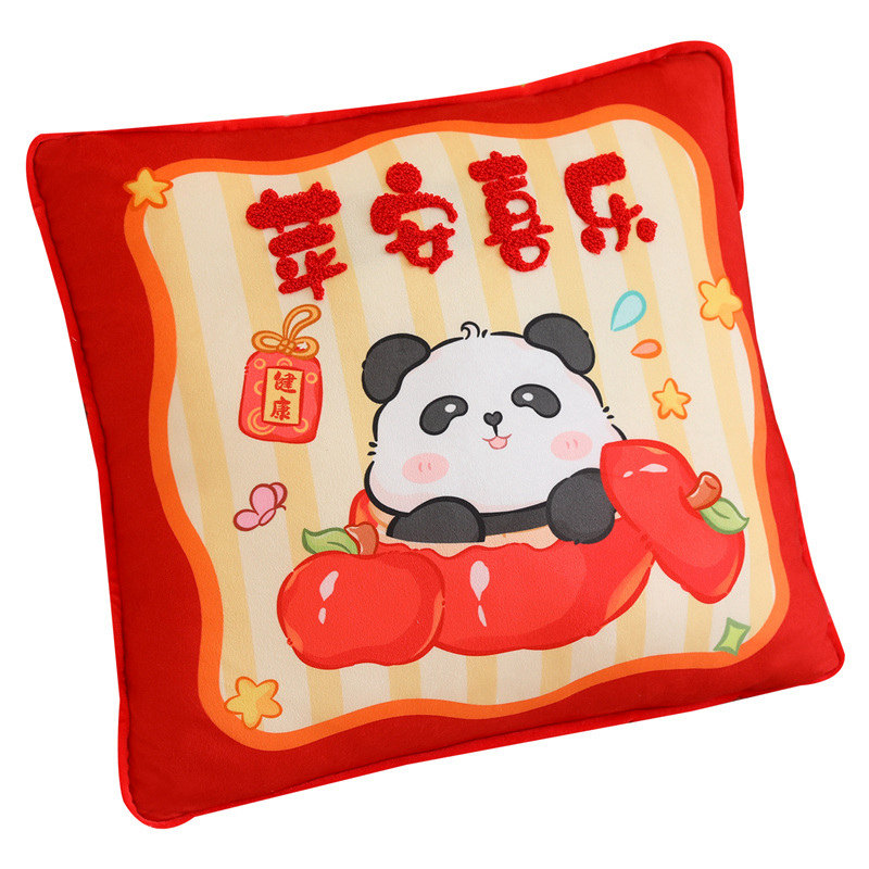 卡通熊猫中国风沙发抱枕车载靠垫