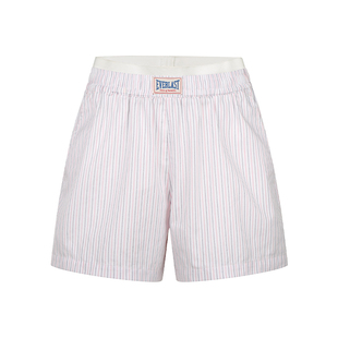 美国EVERLAST拳击训练短裤女运动健身休闲高腰宽松条纹三分裤春季