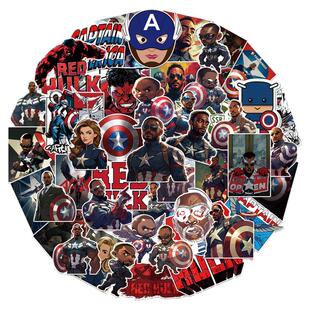 50张美国队长贴纸电影海报人物美国队长4新款贴纸装饰笔记本头盔相框画手账行李箱水杯收纳盒滑板平板DIY防水