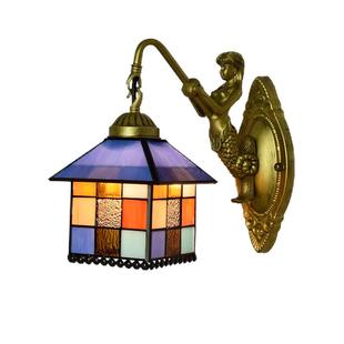 美式彩色玻璃欧式地中海过道酒吧走廊阳台卧室床头墙灯楼梯灯壁灯