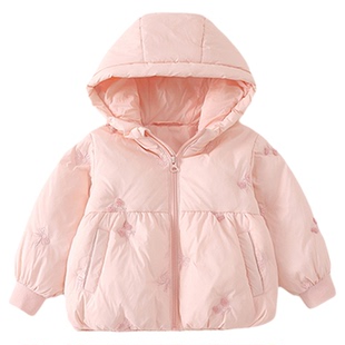 女童羽绒服冬季三防2025新款白鸭绒洋气宝宝冬装轻薄儿童保暖外套