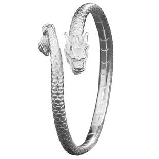 龙手镯女纯银9999女款2025新款小众实心银镯子银饰新年礼物送女友