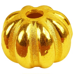 黄金南瓜小金珠足金999古法实心手工西瓜纹转运珠散珠手链男女款