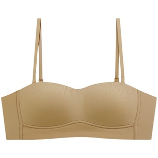 日本无痕内衣女抹胸背心聚拢上托大胸显小无钢圈吊带运动文胸罩