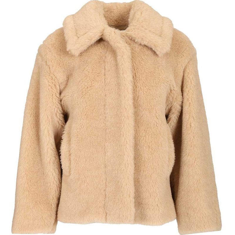 Max Mara 女米色羊驼毛真丝混纺短大衣26早春新款意大利代购 正品