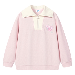 【商场同款】特步童装春季新款大童纯棉女童休闲卫衣儿童运动上衣