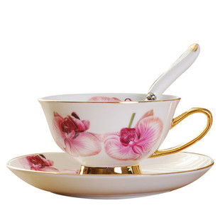 创意英伦玫瑰红茶杯 陶瓷咖啡杯碟 骨瓷咖啡杯套装 英式咖啡杯子