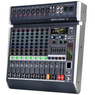 格伦士顿8路调音台专业舞台酒吧户外演出婚庆内置DSP混响U盘蓝牙