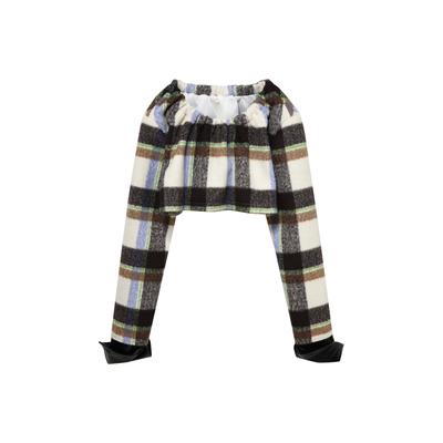 lllgnahc 限定新款格子毛呢短款外套女宽松休闲百搭小众设计上衣