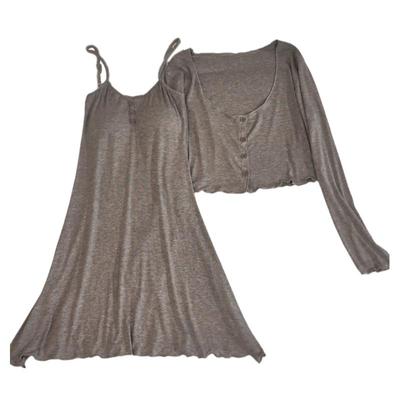 莫代尔睡衣性感长袖纯欲风春夏季