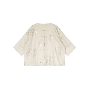 奢雅金线珠片绣国风高端系列手工盘扣对襟新中式外套开衫安妮森林