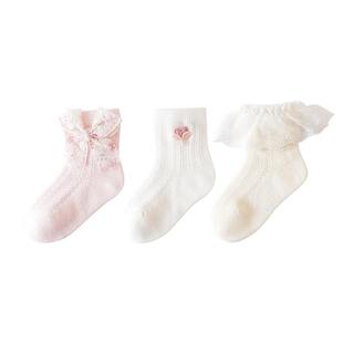 婴儿袜子夏季薄款公主袜女宝春夏宝宝网眼袜新生儿无骨不勒腿短袜