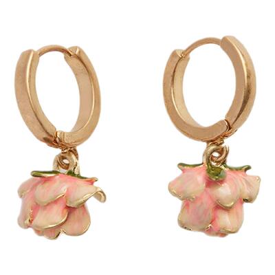 【孟子义同款】Fable粉色玫瑰花蕾珐琅彩耳环原创设计高级感轻奢